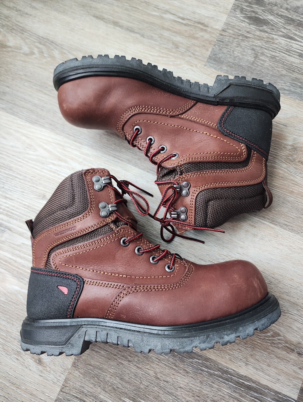 Red Wing Brown Leather Work Boots with Red Laces 2347 Women's 7.5